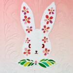 ウサギと桜の切り絵