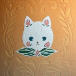 猫とチューリップの切り絵