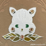 リスとドングリの切り絵